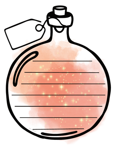 Potion bottles with labels and lines