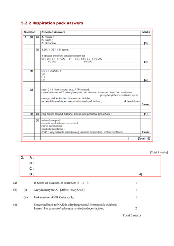 OCR A-level biology 5.2.2 Respiration Whole topic | Teaching Resources