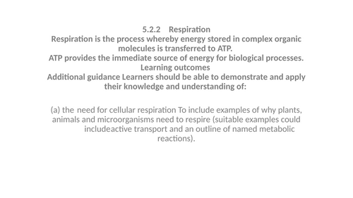 OCR A-level biology 5.2.2 Respiration Whole topic | Teaching Resources