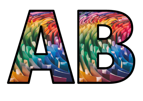 Paper Art Cute Vibrant Colors Rainbow Lettering Set Display Title ...