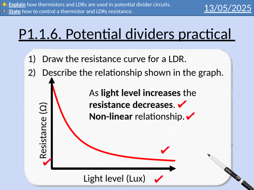 OCR AAQ in Applied Science: P1.1.6 Potential divider circuits