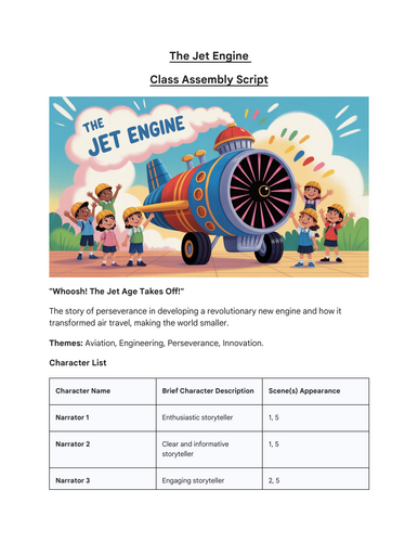 The Jet Engine - Class Assembly Script | Teaching Resources
