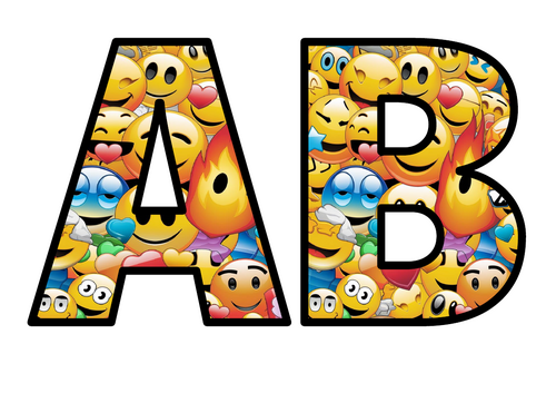 Funny Emojis Faces Feelings Lettering Set Instant Display Title All ...
