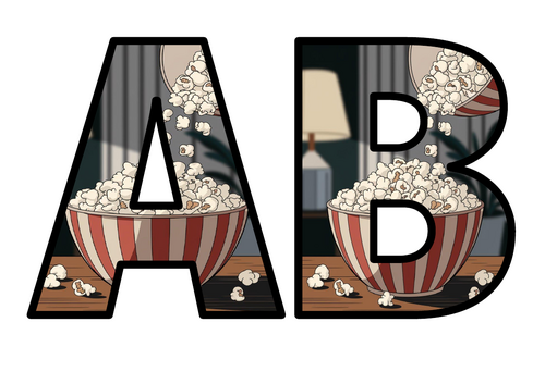 Popcorn Movie Cinema Film Night Snacks Lettering Set Display Title ...