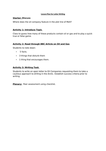 Write a letter to an Oil Company _ inspired by book 'Melt' by Ele Fountain