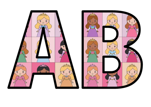 Princesses Cute Girls Pink Women Lettering Set Display Title Letters ...