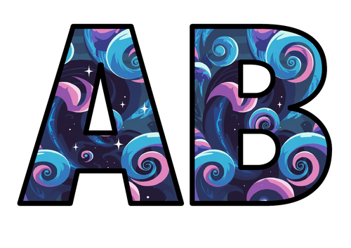 Purple Blue Swirl Art Patterns Lettering Set Display Title Letters ...