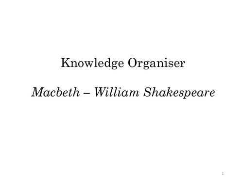 GCSE Macbeth Knowledge Organiser