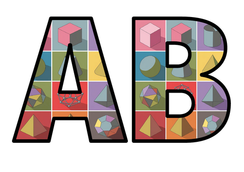 3d Shapes Math Maths Geometry Shape Lettering Set Display Title Letters ...