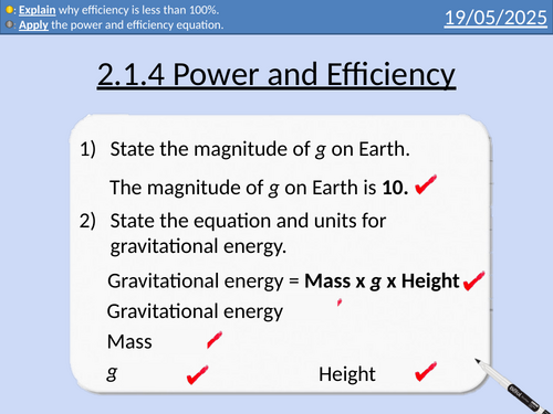 OCR AAQ in Applied Science: P2.1.4 Power and Efficiency