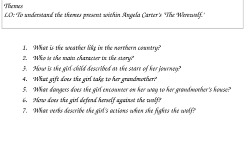 Exploring Themes in the Werewolf by Angela Carter