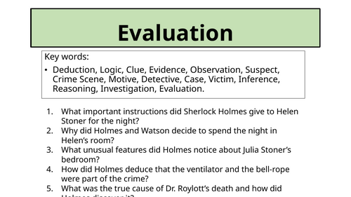 Crime Fiction - Evaluation Of The Speckled Band
