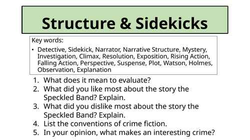 Crime Fiction - The Speckled Band: Structure & Sidekicks