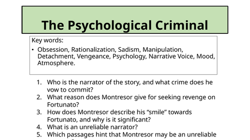 Crime Fiction - The Psychological Criminal (The Cask of Amontillado)