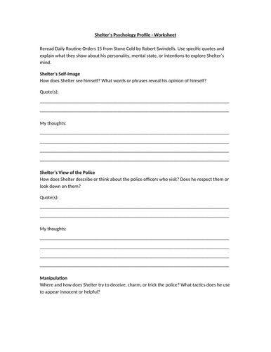 Stone Cold - Shelter's Psychology