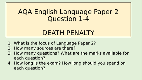 AQA English Language Paper 2 Question 1-4 - The Death Penalty