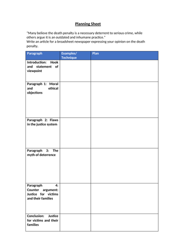 Language Paper 2 Question 5 - Death Penalty