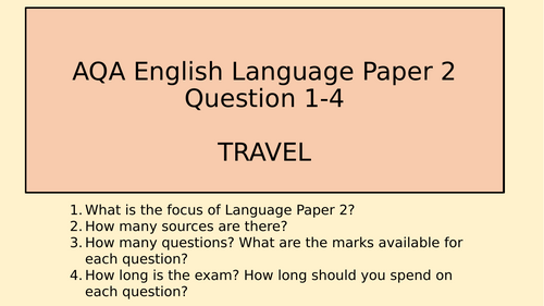 AQA English Language Paper 2 Question 1-4 - Travel Writing (Bryson & Stanhope)