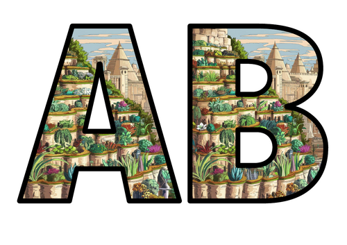 Gardens of Babylon Ancient History Lettering Set Instant Display Title