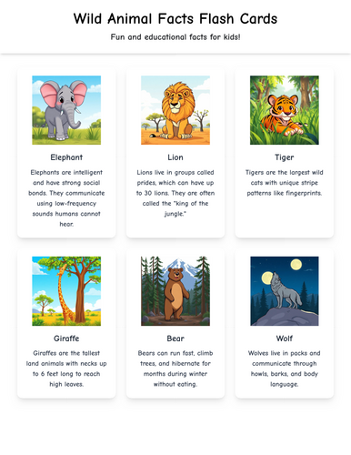 E-Flash Cards Wild Animals-EYFS-Images | Teaching Resources