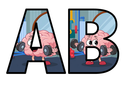Brain Weights Gym Train Happy Lettering Set Display Title Letters ...
