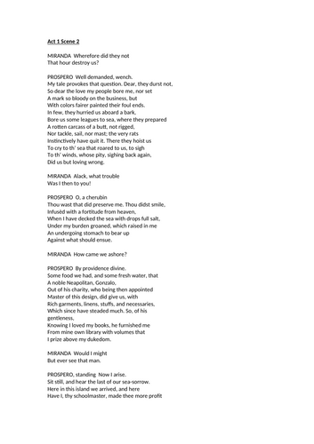 The Tempest - Act 1 Scene 2, Miranda & Prospero