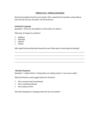 The Tempest - Act 1 Scene 2 - Ferdinand & Miranda