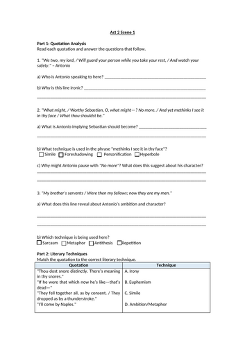 The Tempest - Act 2 Scene 1 - Antonio & Sebastian - Their Plot