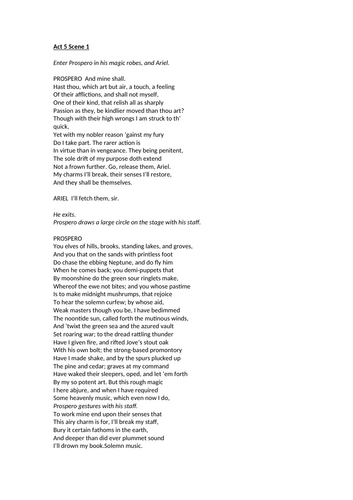 The Tempest - Act 5 Scene 1 - Prospero’s Soliloquy