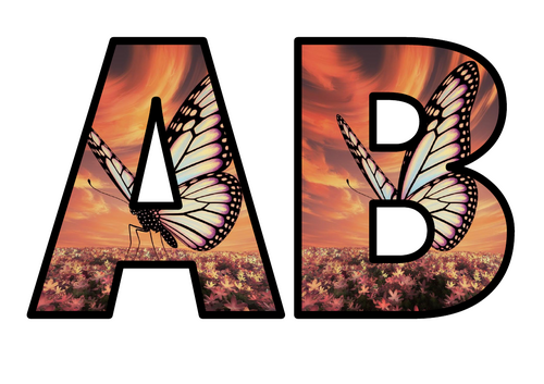 Butterfly Insect Pretty Lettering Set Display Title Letters Numbers ...