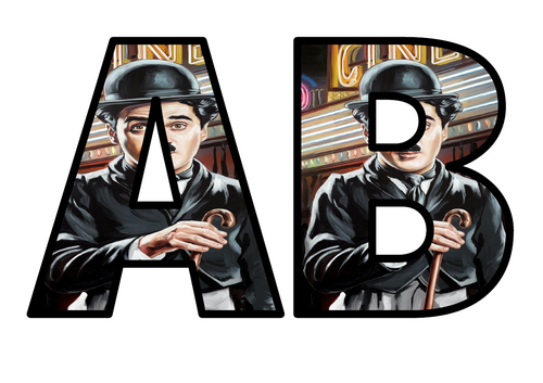Charlie Chaplin Comedy History Cinema Lettering Set Display Title ...