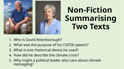 Non-Fiction - Summarising Two Texts (Environment)