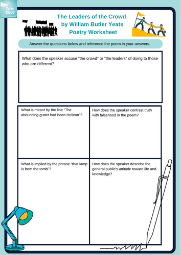 The Leaders of the Crowd by William Butler Yeats Poetry Worksheet.