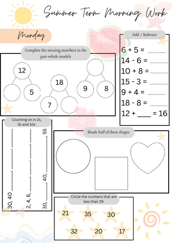 Year 1 Maths Morning Work | Spiral Review | Teaching Resources