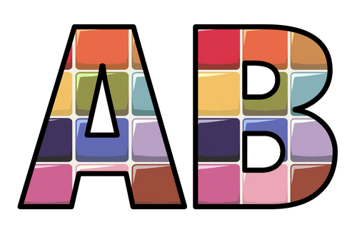 Color Blocks Squares Paint Tester Lettering Set Display Title Letters ...