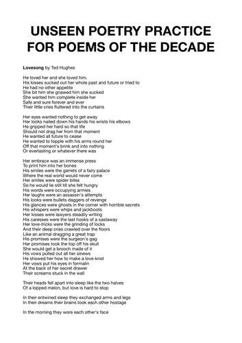 Practice Questions: 2025 Edexcel A-Level Poems of the Decade and Unseen ...