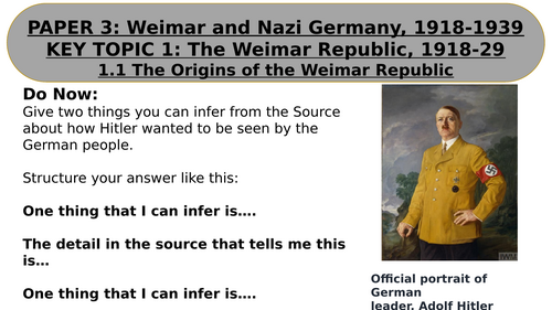 EDEXCEL GCSE HISTORY WEIMAR AND NAZI GERMANY KT1: THE WEIMAR REPUBLIC 1918-29