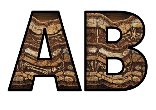 Dinosaur Bones Earth Layers Soil Fossils Lettering Set Display Title ...