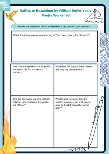 Sailing to Byzantium by William Butler Yeats  Poetry Worksheet