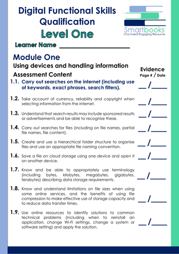Digital Functional Skills - Level 1 - Mod 1 - Using Devices- Unit 1.1 ...