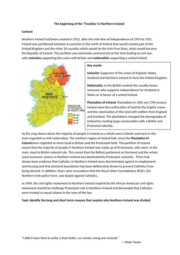 Lesson 5: The beginning of the 'Troubles' in Northern Ireland ...