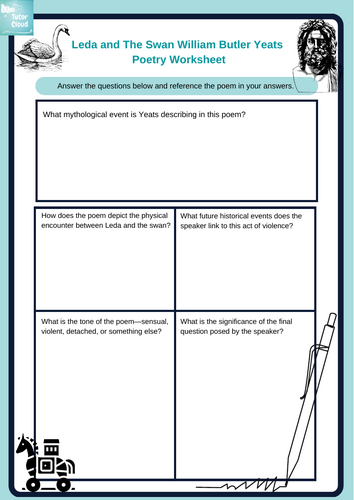 Leda and The Swan William Butler Yeats  Poetry Worksheet