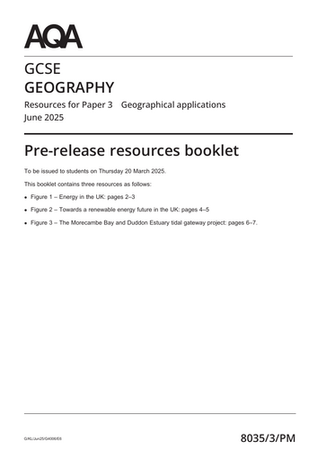 2025 Geography Paper 3 AQA Mocks, potential questions, and glossary