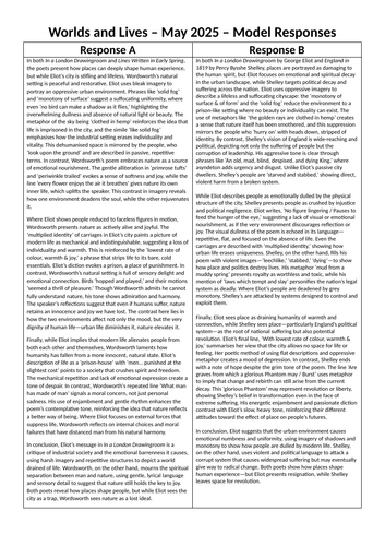 Worlds and Lives Model Answers May 2025