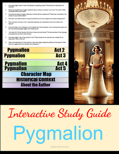 Pygmalion Study Guide Flipbook | Teaching Resources