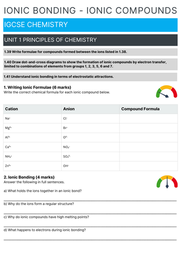 Ionic Bonding - Ionic Bonding Part Two - Lesson and Worksheet - Unit 1 ...