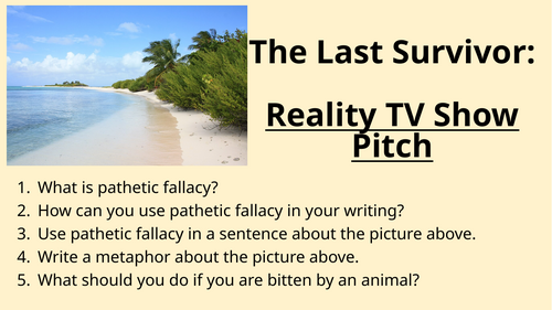 Non Fiction - Survival - Reality TV Show Pitch