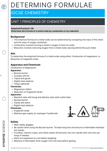 Combustion & Reduction Lab - Determine Molecular Formulae - Practical 1 ...