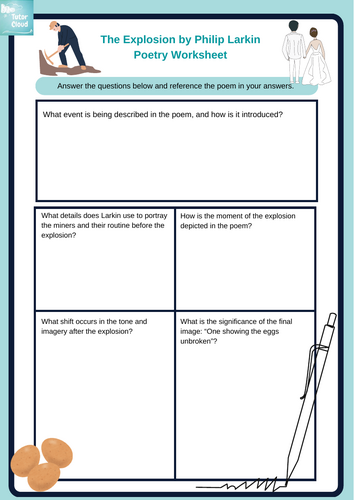 The Explosion by Philip Larkin Poetry Worksheet