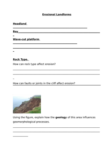 KS4 Coasts: erosional landforms | Teaching Resources